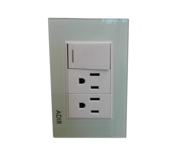 Placa con 1 apagador sencillo mas 2 contactos aterrizados Tiffany