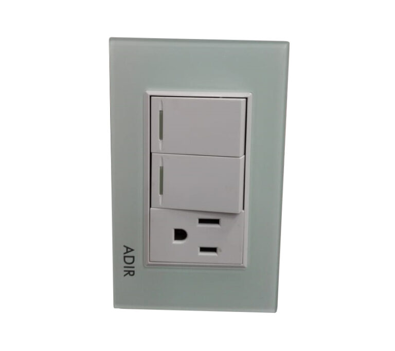 Placa con 2 apagadores sencillos mas 1 contacto aterrizado Tiffany